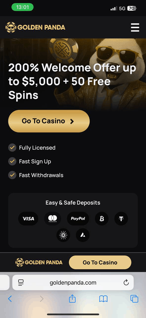Golden Panda Casino — mobiel
